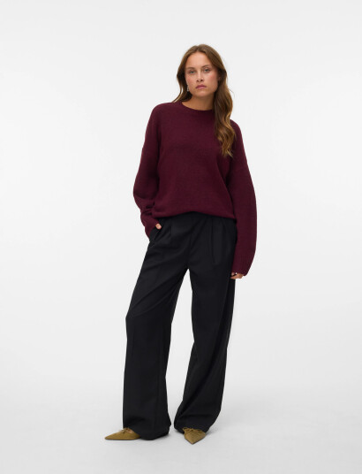 Vero Moda Vmboom Ls O Neck Pullover Ga Noos   Burgundy   M