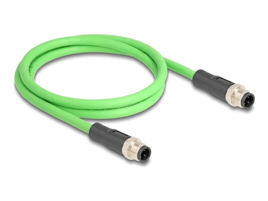 Delock Nettverkskabel 4 Pin M12 D Hann Til 4 Pin M12 D Hann 1 M 6.5 Mm Sf/Utp Grønn 80416