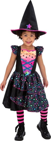 Smiffys Kostymer Neon Star Heks Rosa/Svart Smiffys 4-6 år (104-116) Kostymer 83089-NC