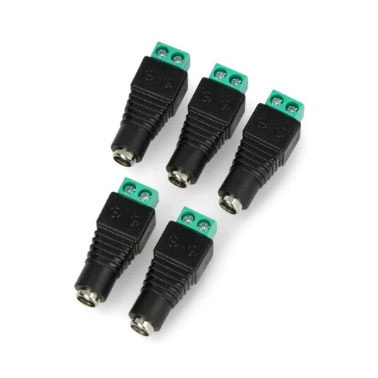 Kontakt DC 5,5 x 2,5 mm med terminaltilkobling 5 stk.