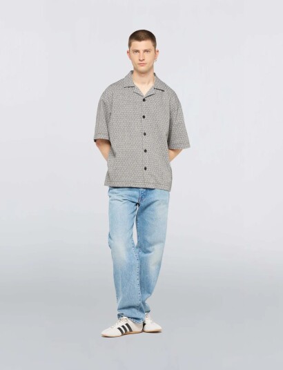 Edwin Saga Shirt Ss Black/White   Grey   S