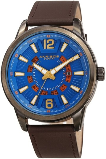 Akribos XXIV Herreklokke AK1079BUBR Wheel Blå/Lær Ø45 mm