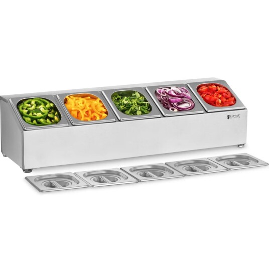 Royal Catering GN-beholder – Inkludert 5 GN1/6-beholdere med lokk 10011184