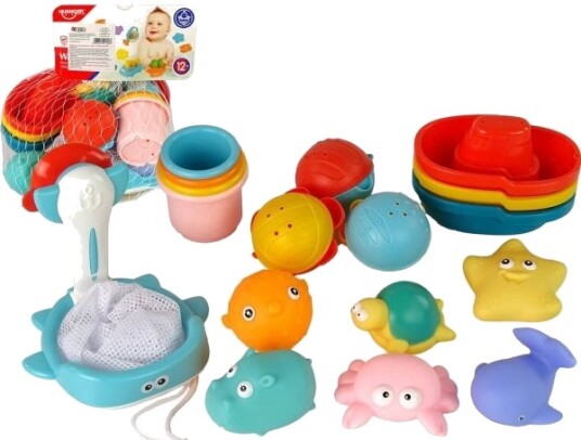 Leantoys Leantoys Bade-/Leketøysett Sjøleketøy Håv Og Båt 17 Deler