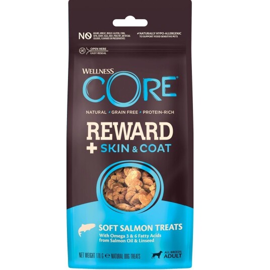 CORE Reward+ Hundegodbiter for Hud & Pels - 8 x 170g med Laks