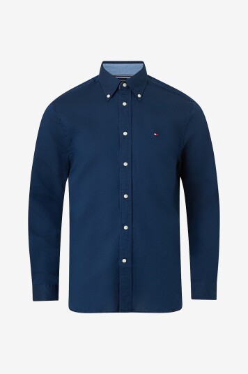 Tommy Hilfiger   Skjorte Linen Blend Solid Btd RF Sht   Blå