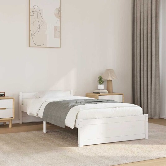 vidaXL Sengeramme hvit heltre 90x190 cm 3FT Single