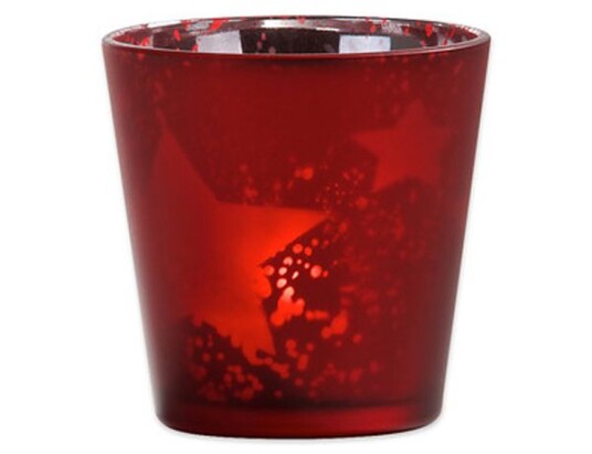 Telysglass rødt m/ stjerner fra Black Design