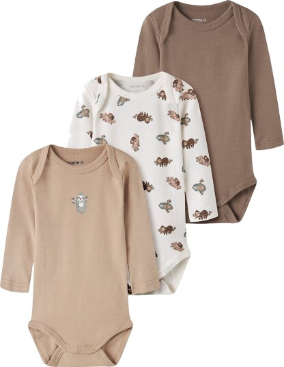 Name It baby Body Nbnbody Ls Sloth 3 pack Hvit