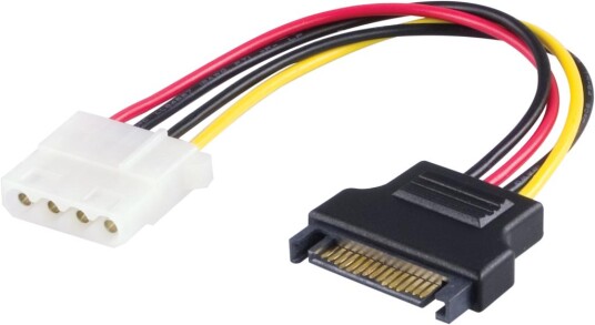 Deltaco 15-pin SATA strømadapter til 4-pin intern strøm 0,3 m