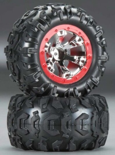 Traxxas 7272 Canyon AT Tire On Geode Red Wheel 1/16 Summit