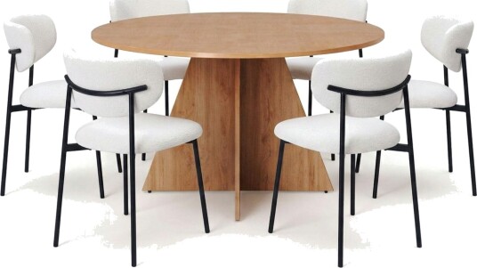 Vera spisegruppe rund 130 cm eik med 6 Lucy spisestoler   Eik
