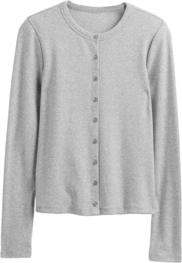 GAP Modern Crewneck Cardigan From The Gap Collection   Grey   XS