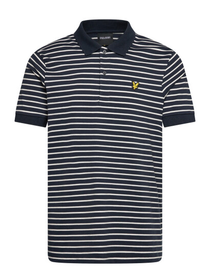 Lyle & Scott Pique Breton Polo Shirt   Navy   S