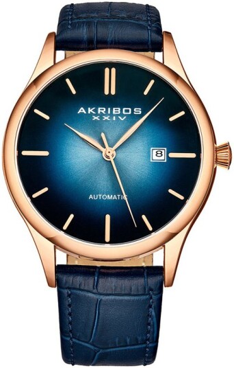 Akribos XXIV Herreklokke AK1123RGBU Mechanical Blå/Lær Ø44 mm Akribos XXIV Herreklokke AK1123RGBU Mechanical Blå/Lær Ø44 mm