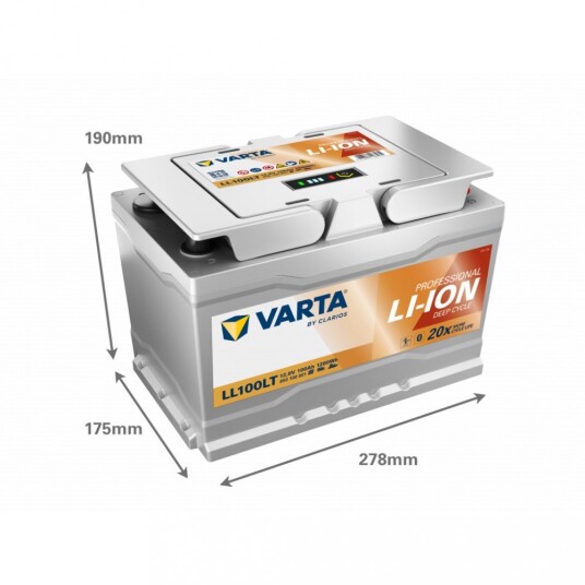 Varta Lithium LL100LT 12V 100Ah - HEAT - Bluetooth (278x175x190mm)