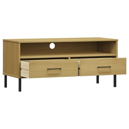 vidaXL TV-benk med metallben brun heltre furu OSLO 8720845578329