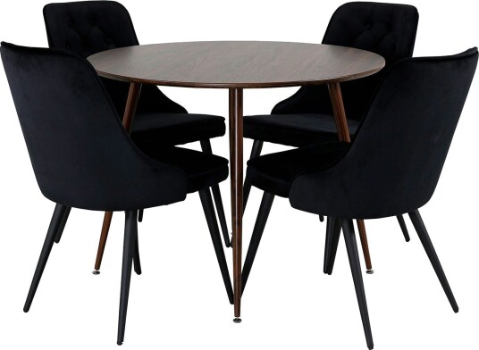 Spisegruppe Venture Home Plaza med 4 Velvet Deluxe Stoler