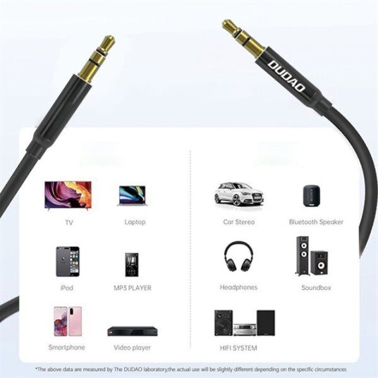 Dudao L12S AUX kabel minijack 3,5 mm 1 m 3 polet stereo   svart