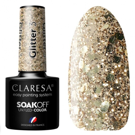 Claresa Nail Polish Hybrid Soak Off Glitter 03 5ml Claresa Nail Polish Hybrid Soak Off Glitter 03 5ml
