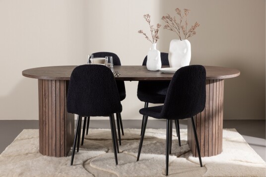 Härön Spisegruppe 200 cm Oval med 4 Polar stoler   Mocca/Sort