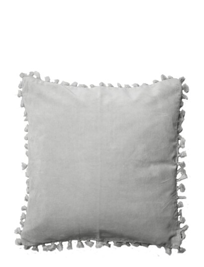 C"est Bon Pudebetræk, Velour/Bomuld M/Frynser - Grey - 45X45CM