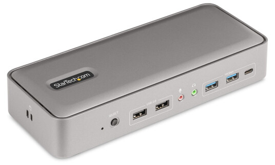 STARTECH Dual-Laptop USB-C KVM Docking Station Dual Monitor 4K 60Hz DisplayPort KVM Dock 5x USB Hub GbE 90W/45W PD Windows/Mac
