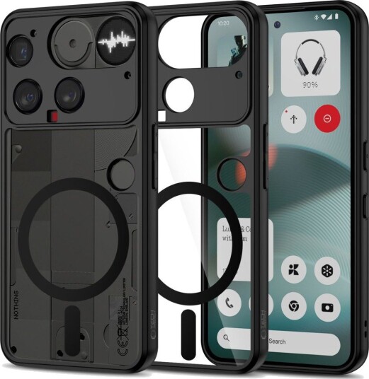 Tech-Protect MagMat MagSafe-etui for Nothing Phone 3 - svart og gjennomsiktig
