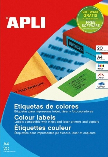 Apli Fargeetiketter Apli 210X297 Mm Rektangulære Gule 20 Ark
