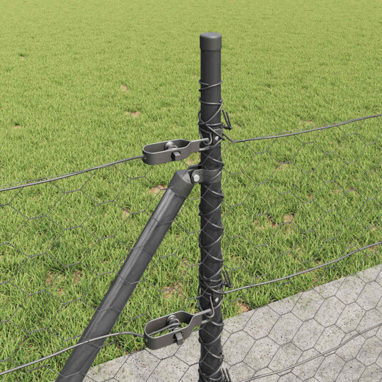  Gjerdepåle Grå 10 x 0,5 m 50 mm nett Stål og PVC