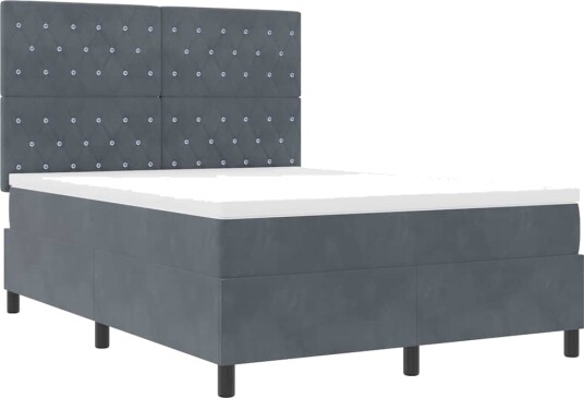 Box Spring Seng med Madrass Mørkegrå 160x200 cm Fløyel Box Spring Seng med Madrass Mørkegrå 160x200 cm Fløyel
