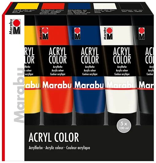 Marabu Akrylmalesett Marabu 5x100ml Standardfarger