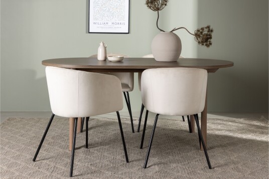 Venture Home Andy Spisegruppe 180 cm Oval med 4 Berit Stoler Beige