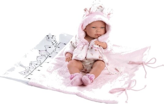 Llorens Nica Dukke Med Rosa Teppe Vinyl 40 cm