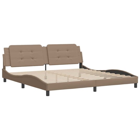 Sengeramme med hodegavl cappuccino 200x200 cm kunstlær 3208209