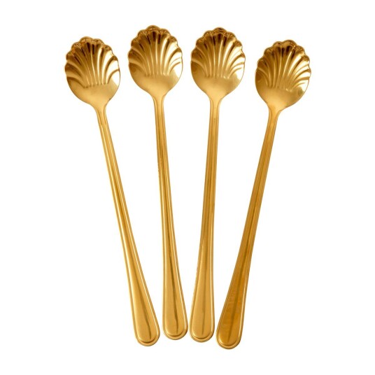 Rice Seashell latteskje 19 cm 4-pakning Gold