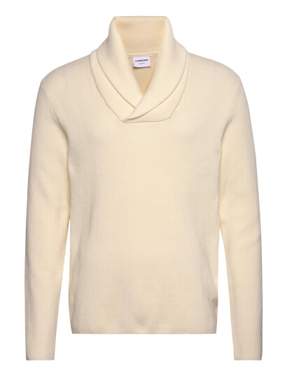 Lindbergh Shawl Collar Rib Knit - Cream - S Lindbergh Shawl Collar Rib Knit - Cream - S