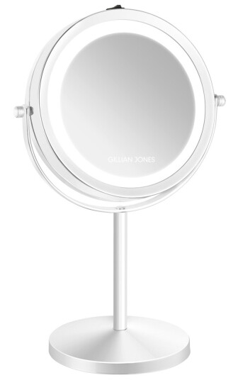 Gillian Jones  Bordspeil med LED lys & x10 forstørrelse Hvit 17.5 cm diameter 32 height