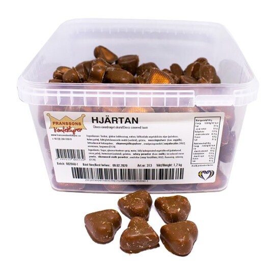 ERT Godis Singel Franssons Sjokoladehjerter med Skum Storpakning - 1,2 kg ERT Godis Singel Franssons Sjokoladehjerter med Skum Storpakning - 1,2 kg