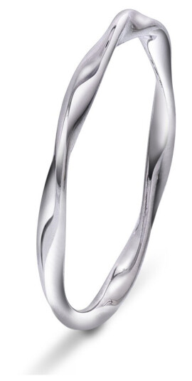 Pan Jewelry, Bølge ring i 925 rhodinert sølv., størrelse 54