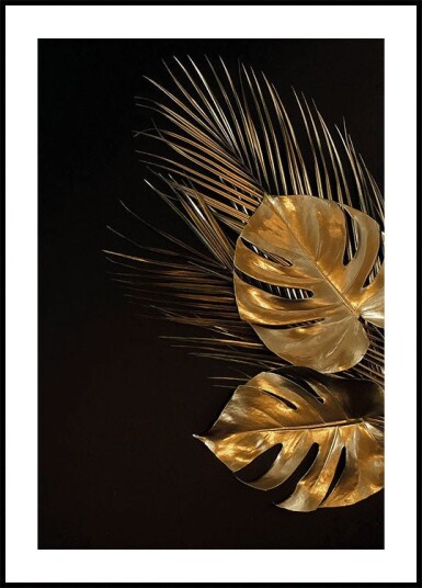 Golden Tropical Leaves Art Plakat Plakat / 70x100cm Golden Tropical Leaves Art Plakat Plakat / 70x100cm