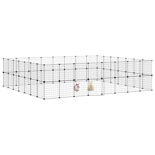 Vidaxl Dyrebur 60 Paneler Med Dør Svart 35X35 cm Stål