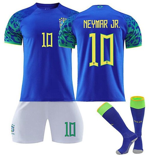 Brasil 22 23 Bortetrøye NEYMAR JR. Nr 10 Fotballdraktsett S