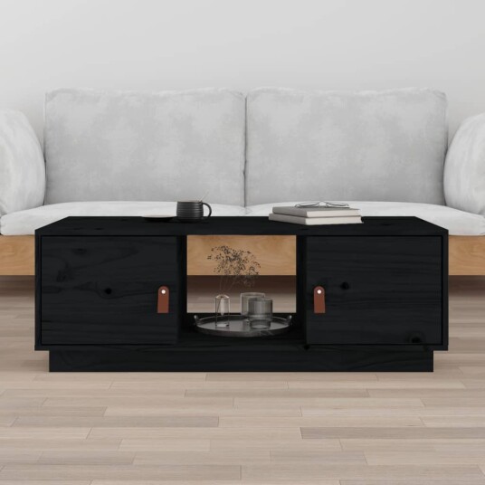 vidaXL Salongbord svart 100x50x35 cm heltre furu
