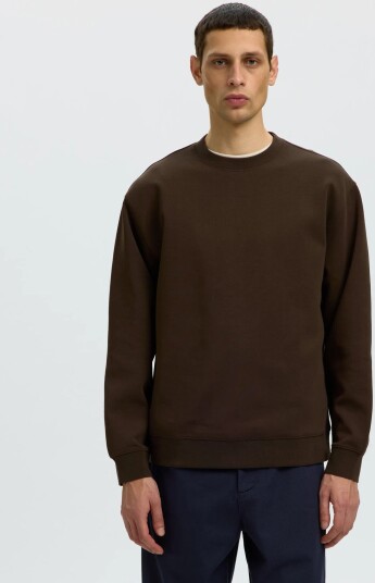 Selected Slmtom Soft Crew Neck Sweat Noos Brown S
