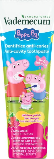 Gurli Gris Barnetannkrem VADEMECUM Peppa Pig 0–6 år med røde frukter 50 ml.