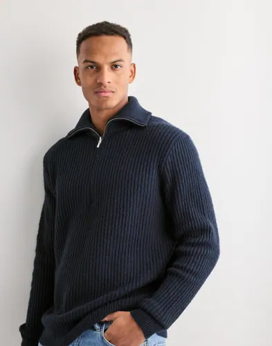 Only & Sons Onsframe Rlx Ls 1/2 Zip High Neck K Blå