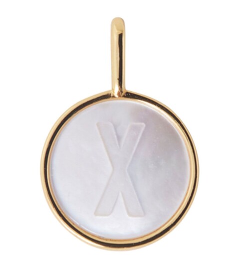 Design Letters Pearl Charm Gold A-Z - Gold - ONE SIZE