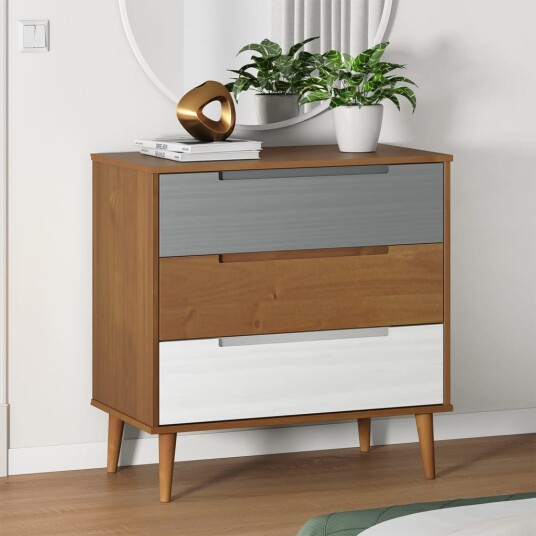 Kommode MOLDE brun 80x40x80 cm heltre furu 8720845541910 Kommode MOLDE brun 80x40x80 cm heltre furu 8720845541910