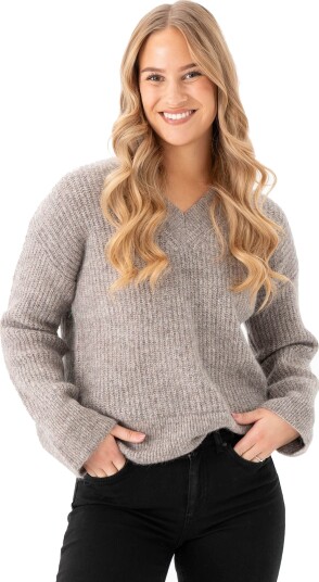 Selected Femme Alva Melange Long Sleeve Knit V-Neck Grå XS Selected Femme Alva Melange Long Sleeve Knit V-Neck Grå XS